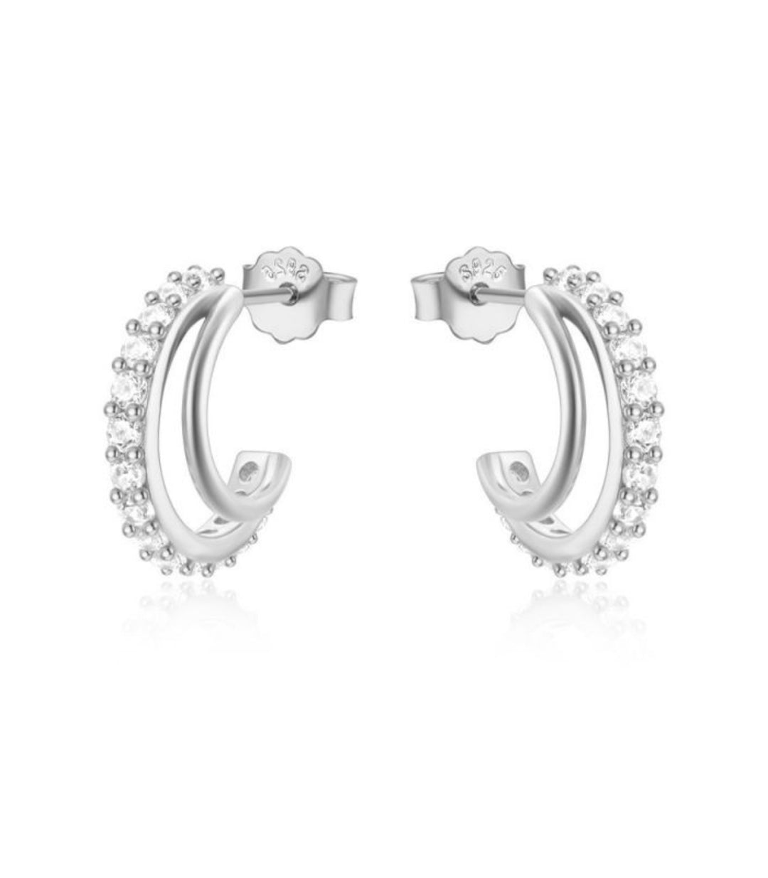 Aretes white s925 diamond c shaped