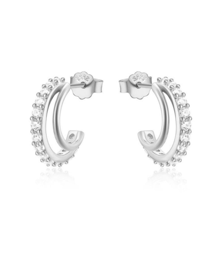 Aretes white s925 diamond c shaped