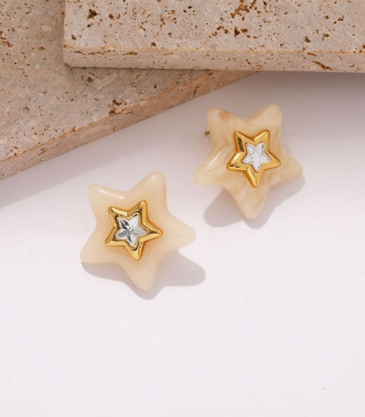 Aretes Milky White Resin Star