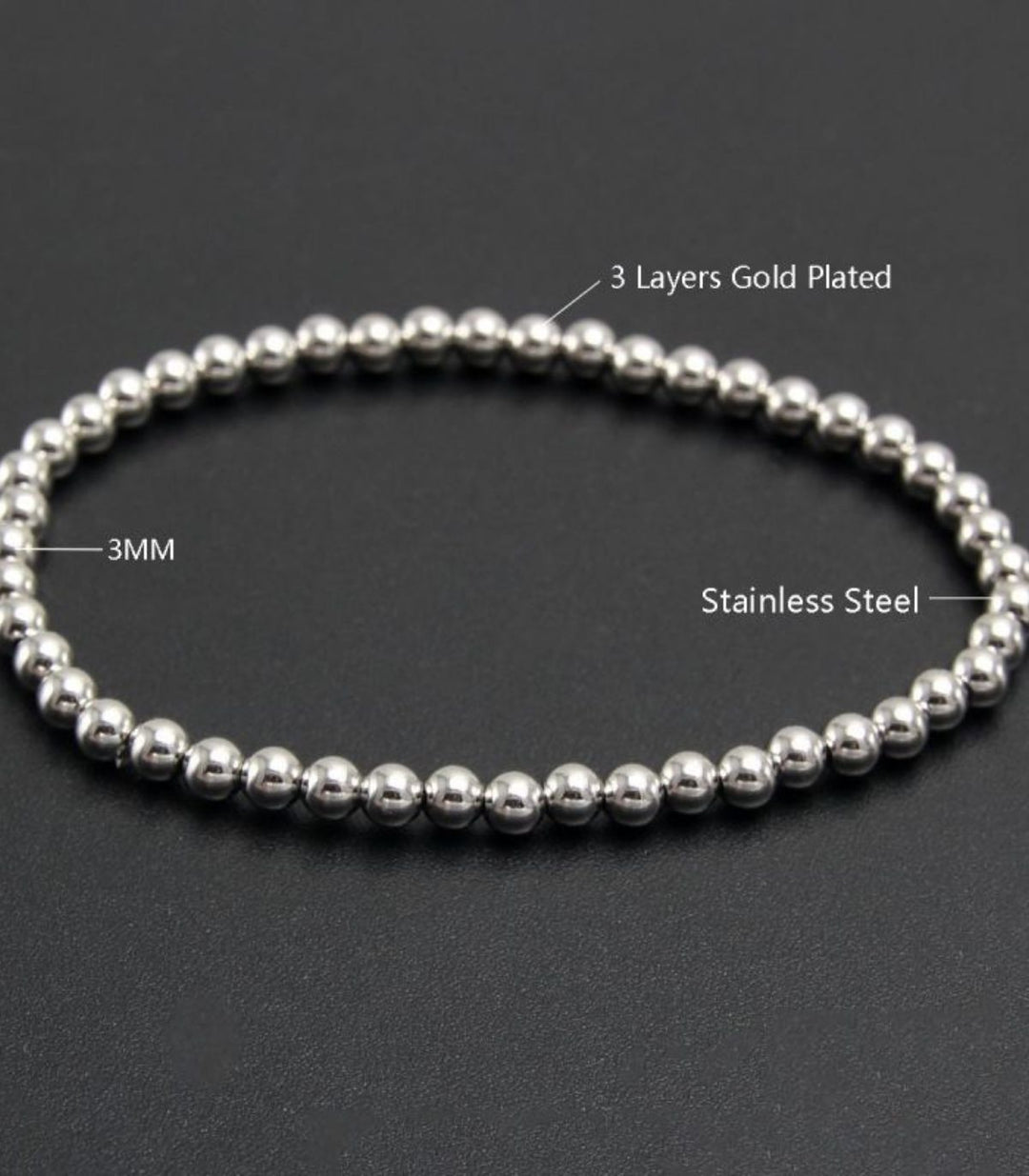 Brazalete Silver Beaded 3mm