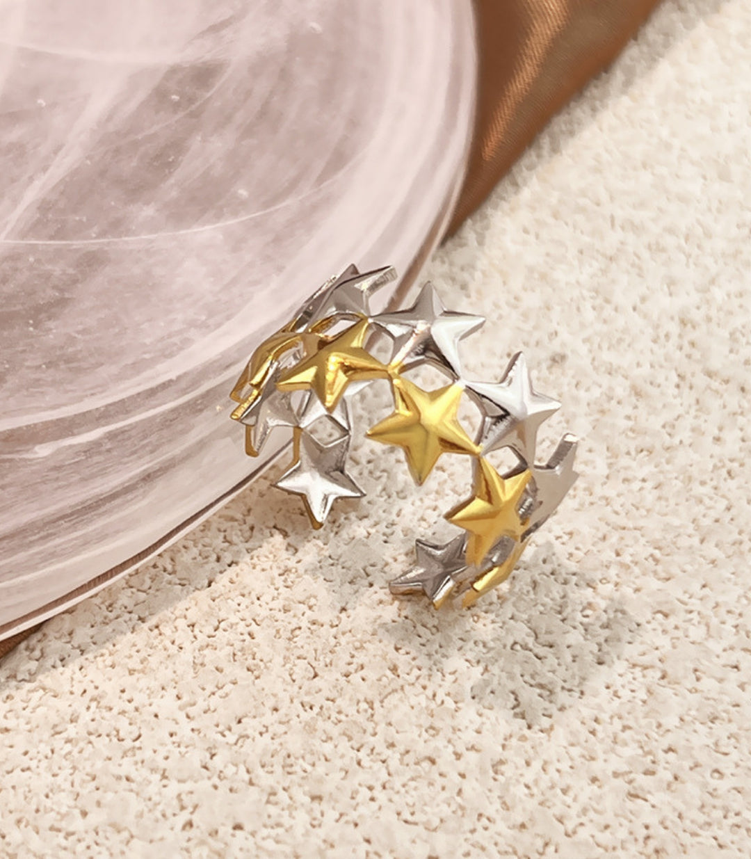 Anillo estrellas bicolor