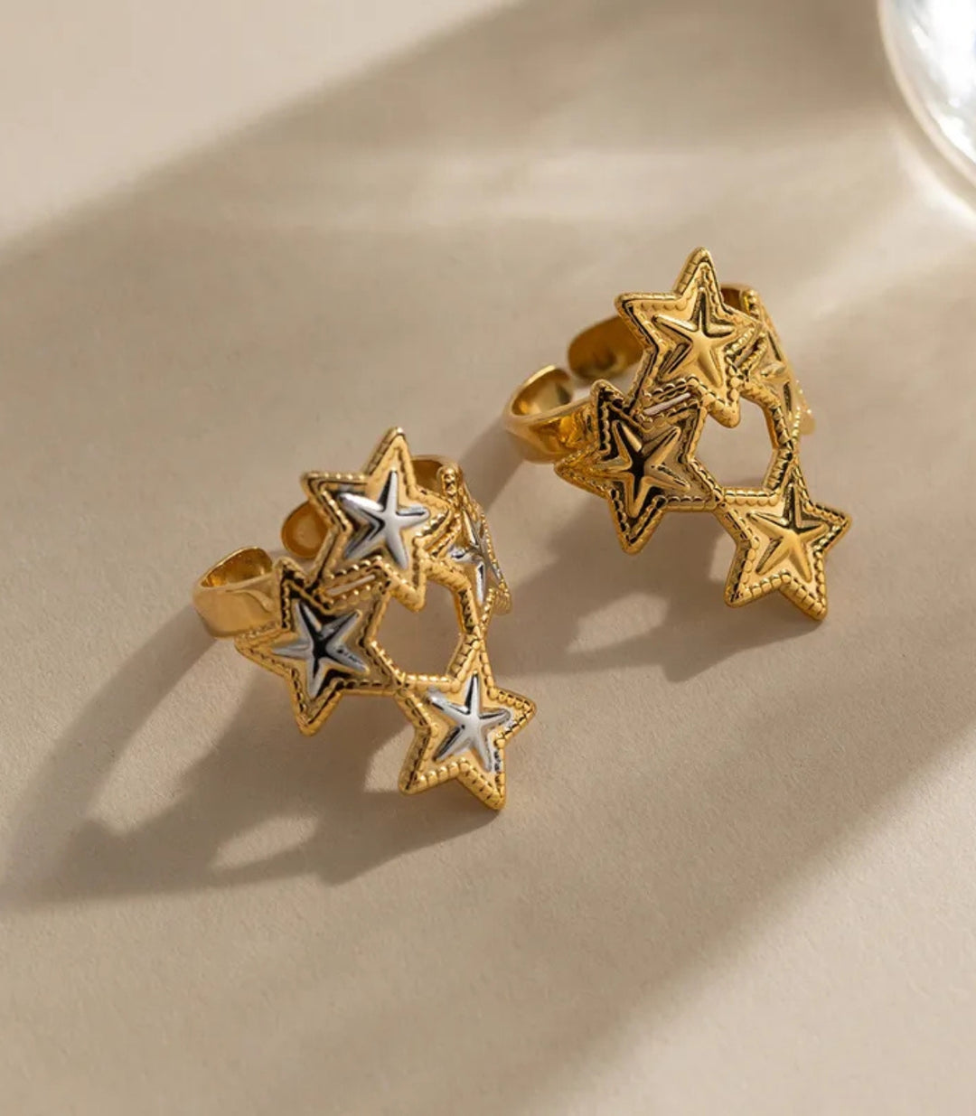Anillo estrellas bicolor