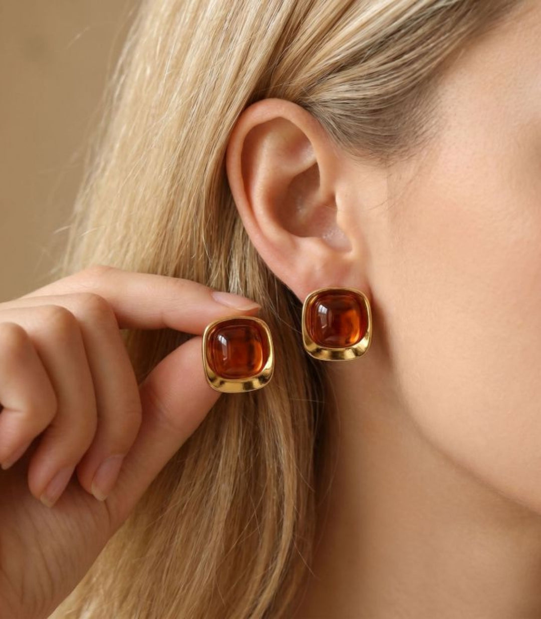 Aretes Amber Square Resin