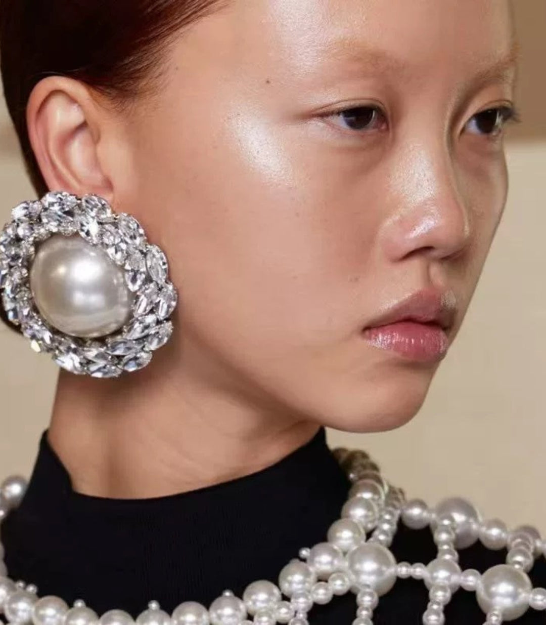 Aretes Maxi Round Pearl Stud