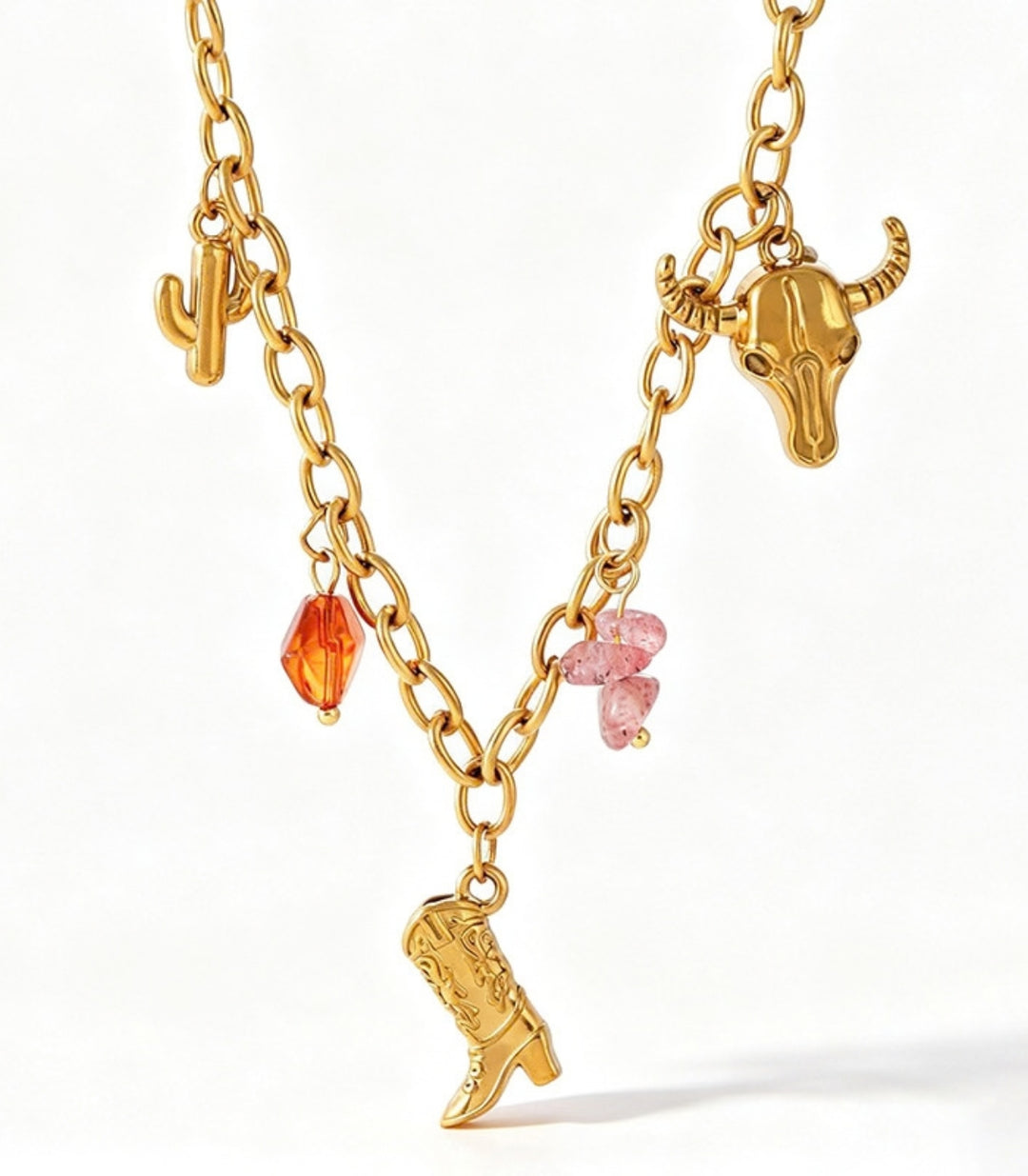 Collar Denim Multi Charms