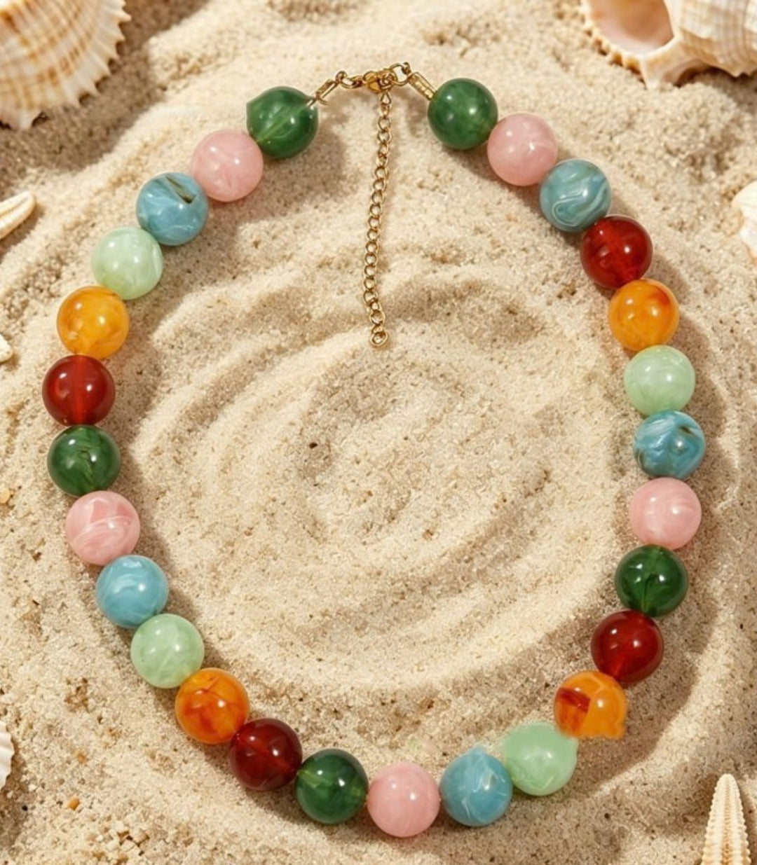 Collar Colorful Marble Bead