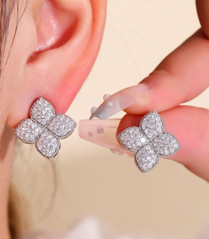 Aretes Clover Plata Zirconias