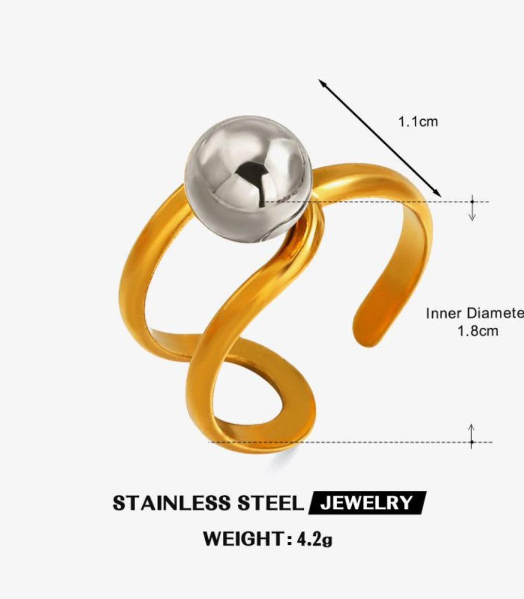 Anillo Bicolor Ball Wrap