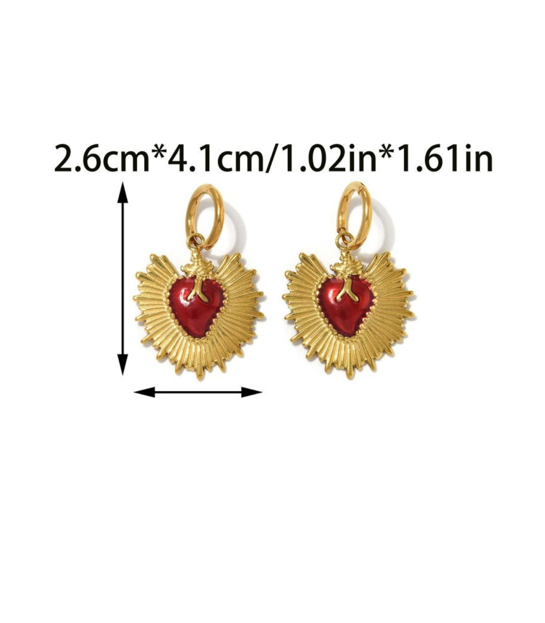 Aretes corazón rojo