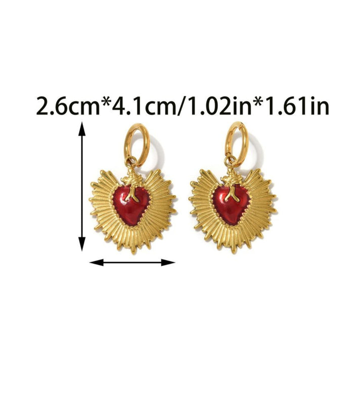 Aretes corazón rojo