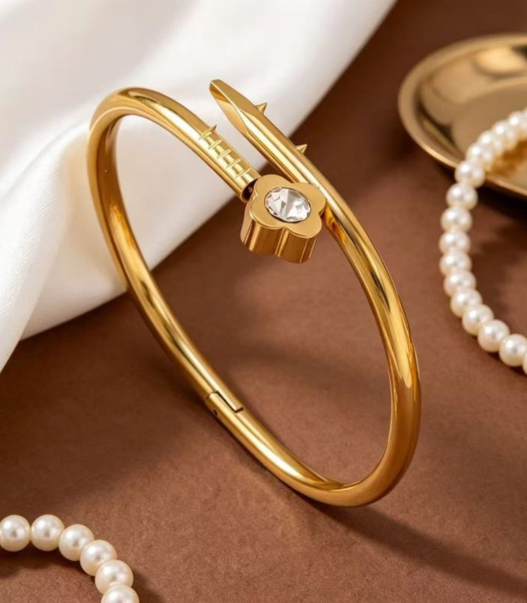 Brazalete White Zircon Clover