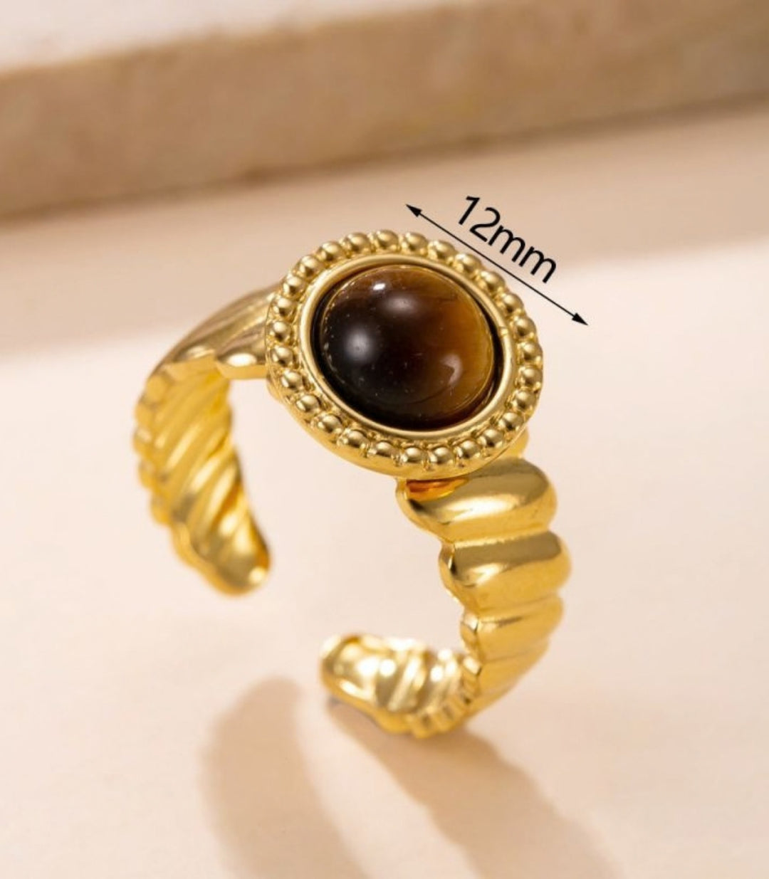 Anillo 5 Piedra Ojo de Tigre 18K