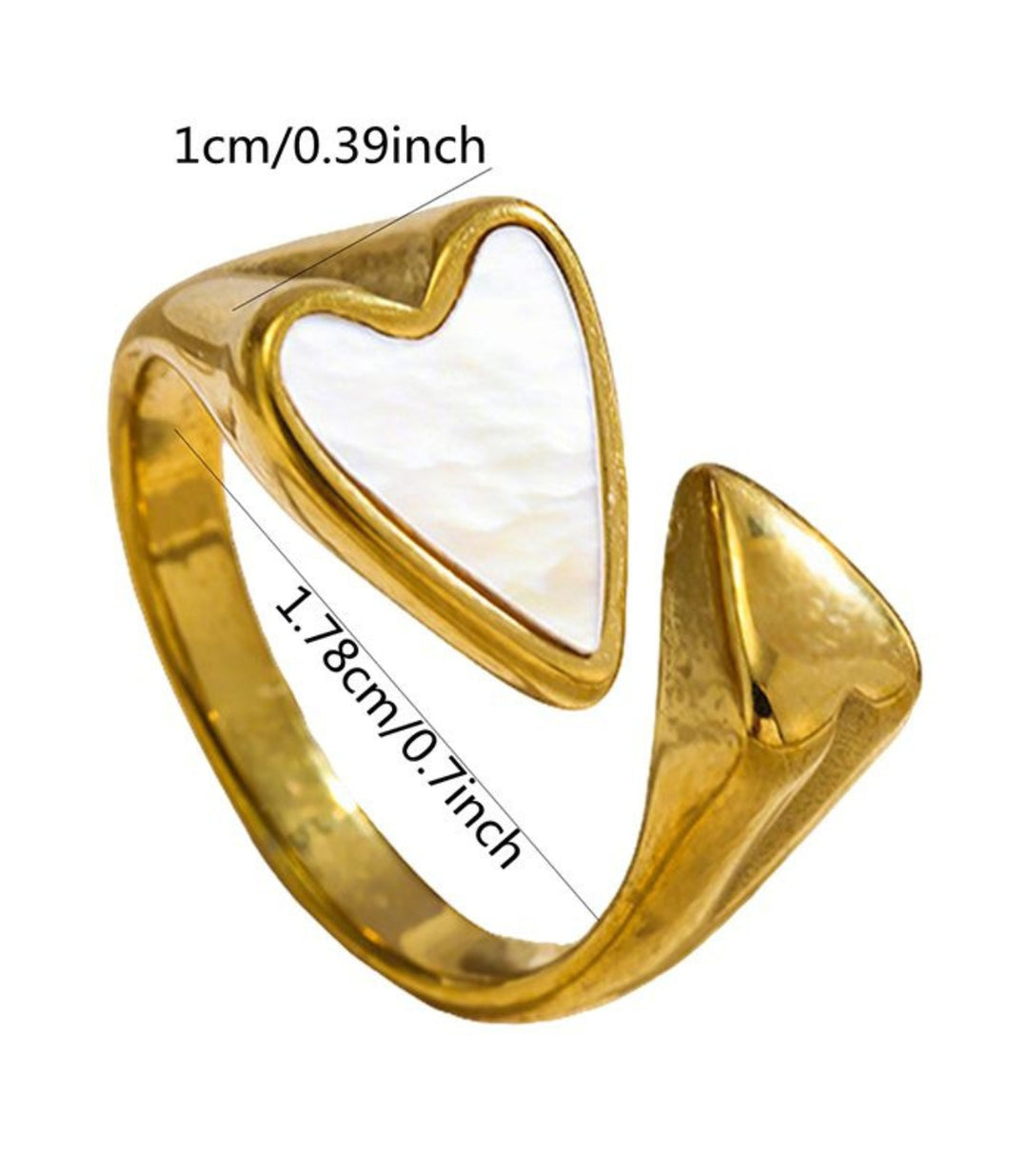 Anillo Abierto corazón Blanco 18K