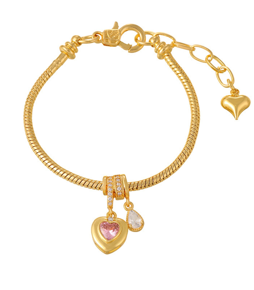 Brazalete Corazón Zirconia Rosa