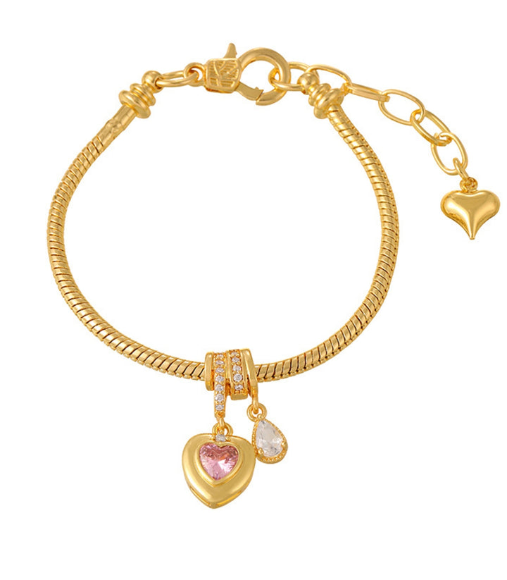 Brazalete Corazón Zirconia Rosa