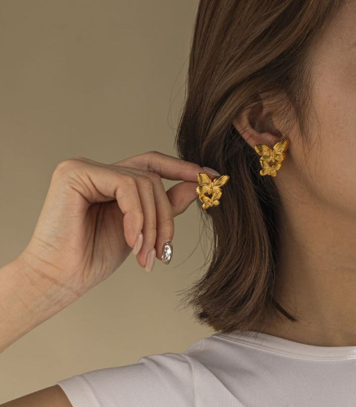 Aretes mariposas dobles