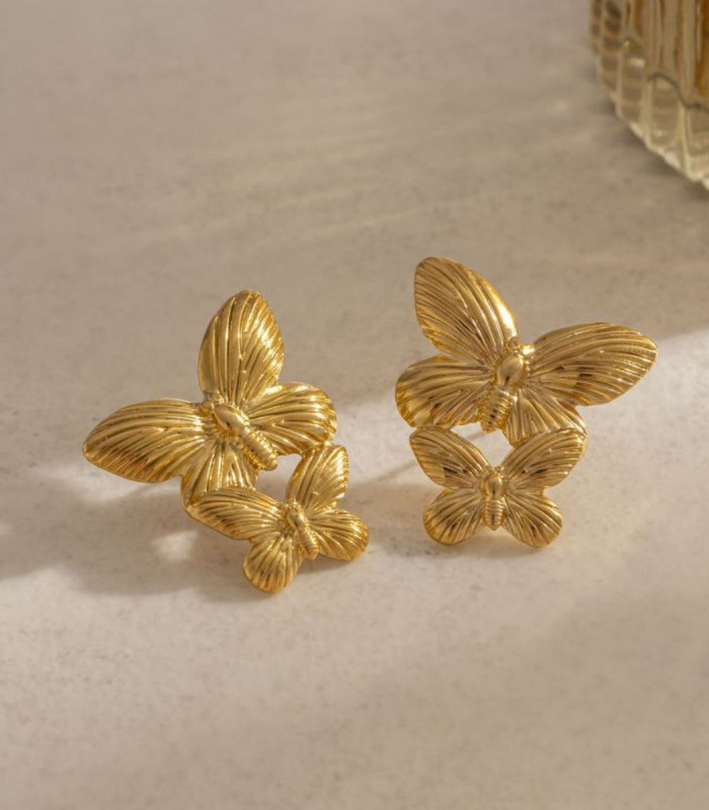 Aretes mariposas dobles