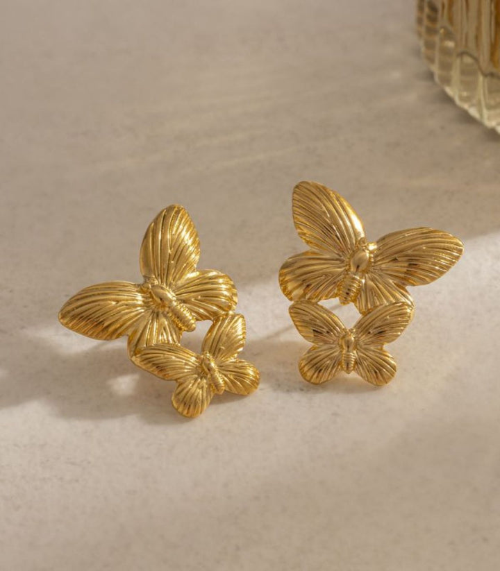 Aretes mariposas dobles
