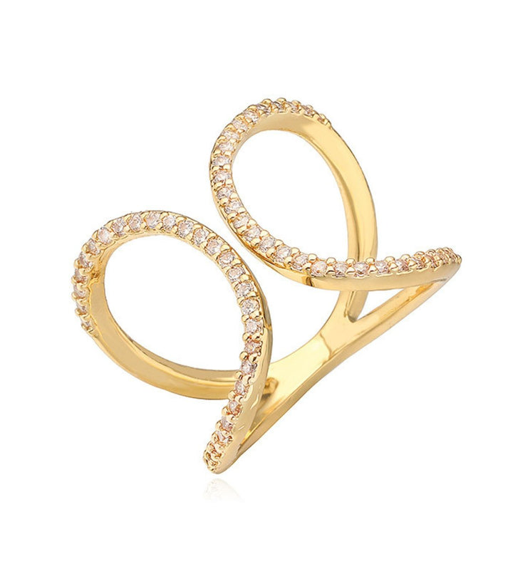 Anillo dorado zirconas