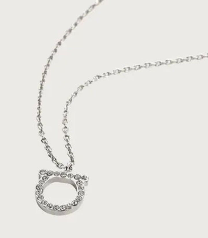 Collar silver alphabet zirconium