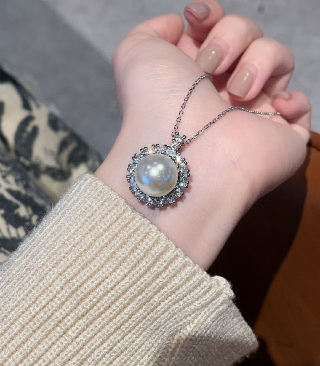 Collar plata perla