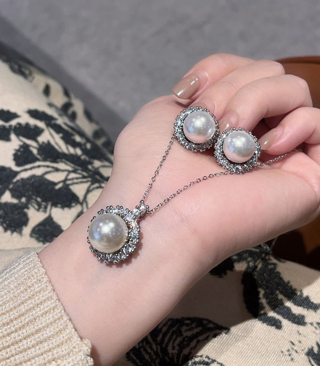 Collar plata perla