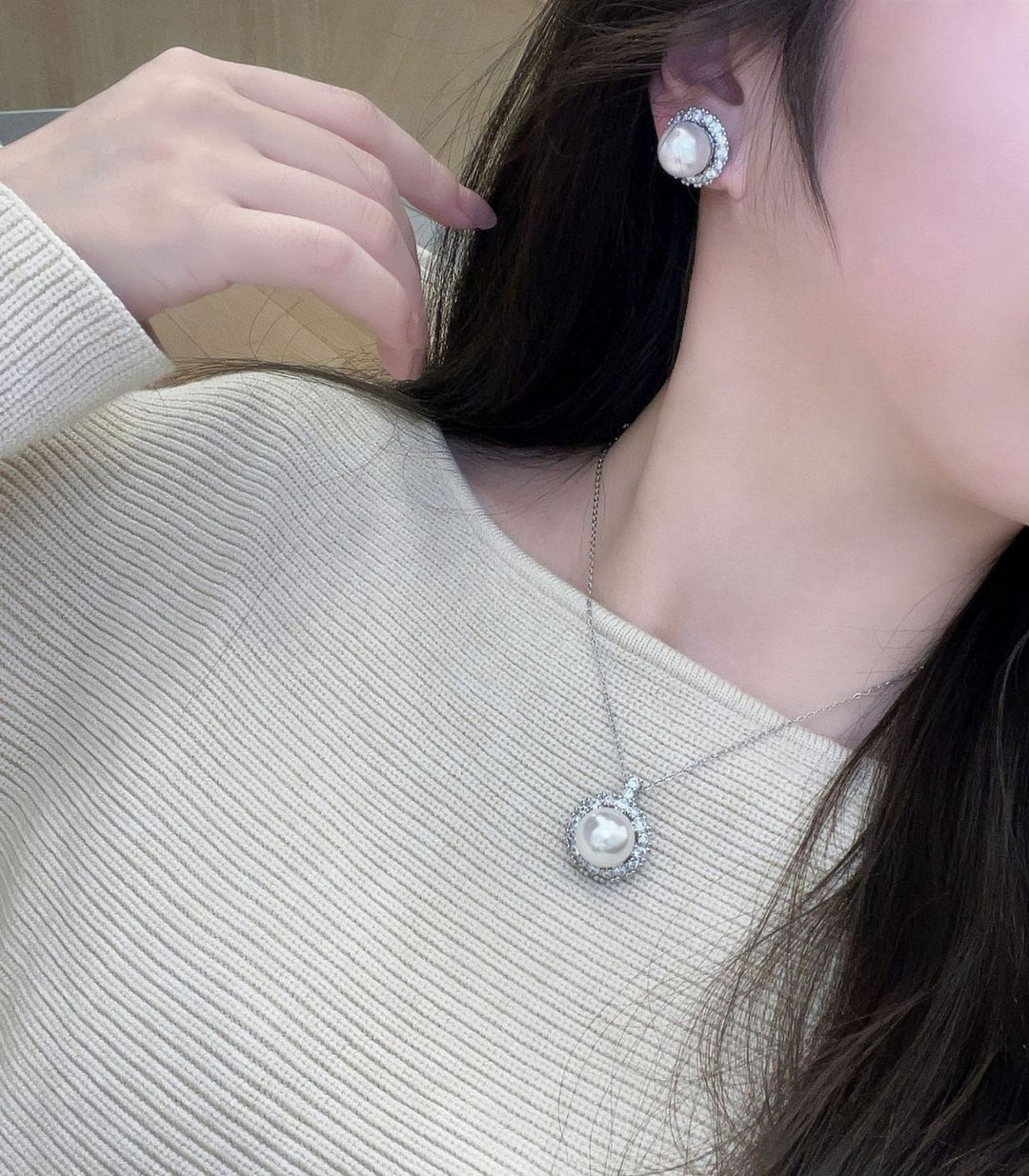 Collar plata perla