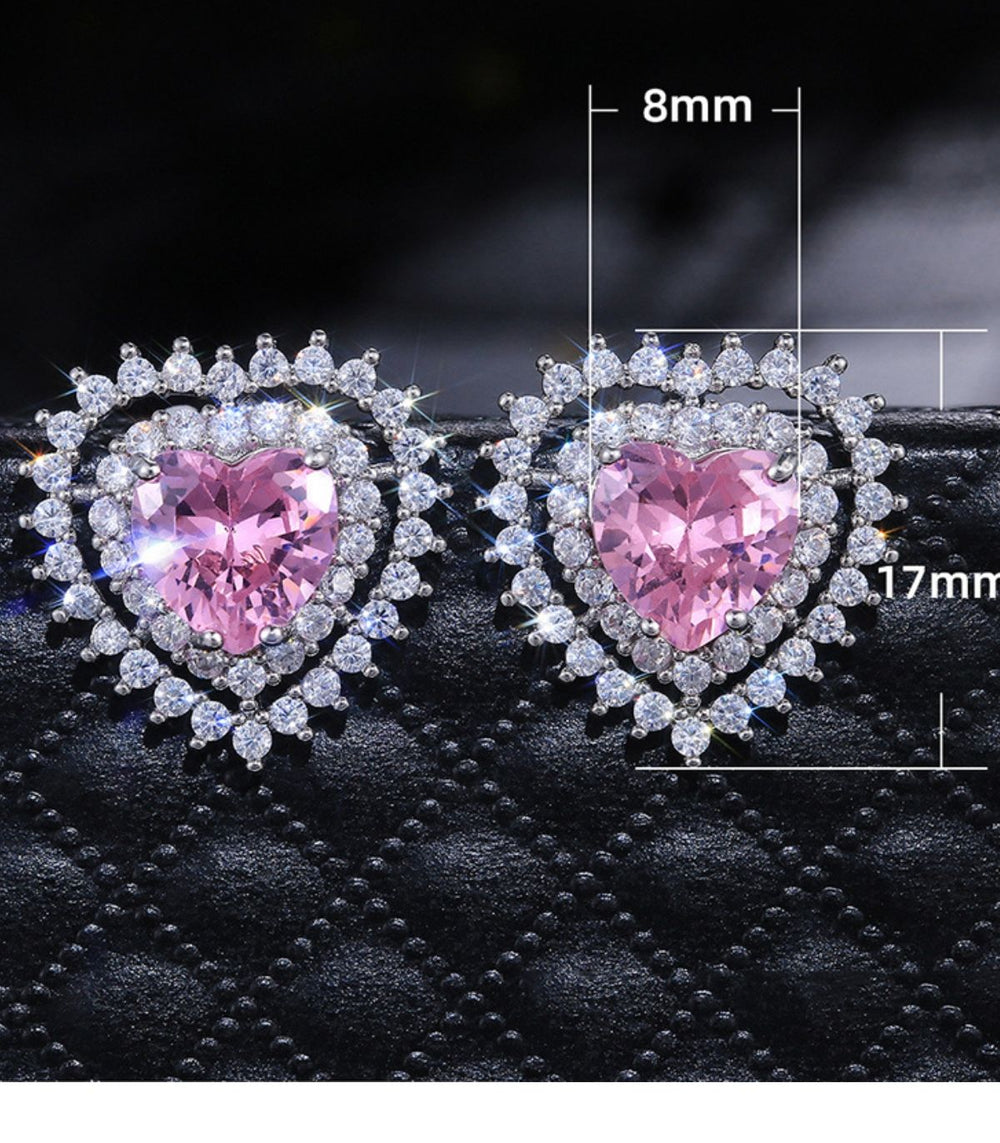 Aretes diamond heart purple