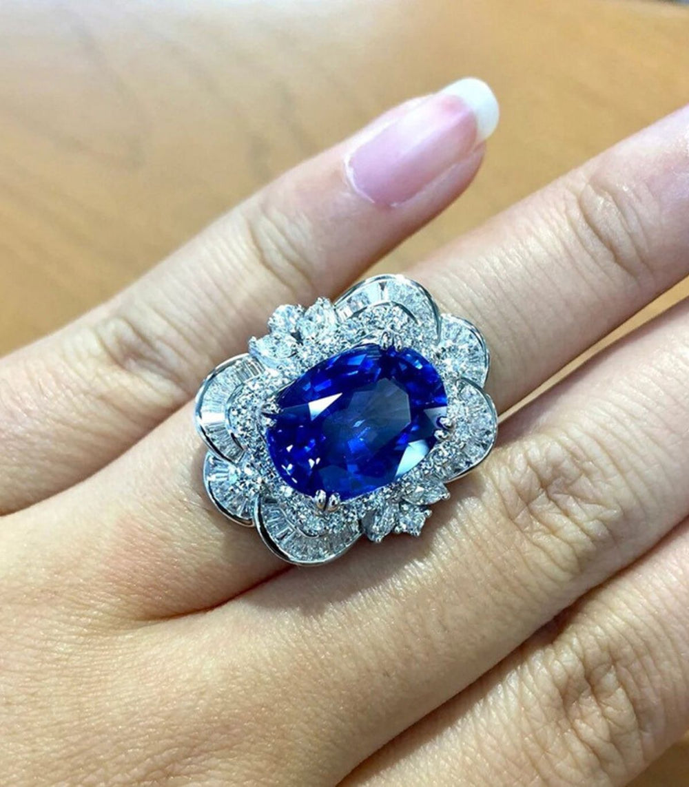 Anillo azul oval 8