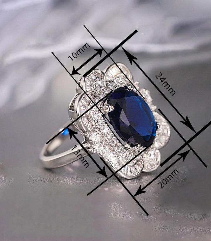 Anillo azul oval 8