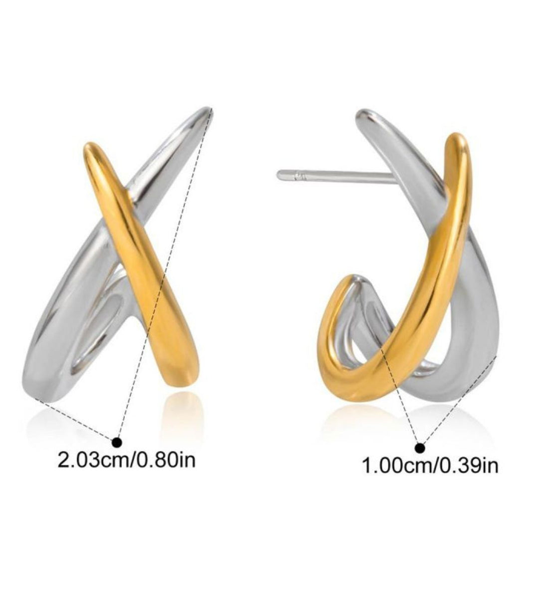 Aretes cruz bicolor