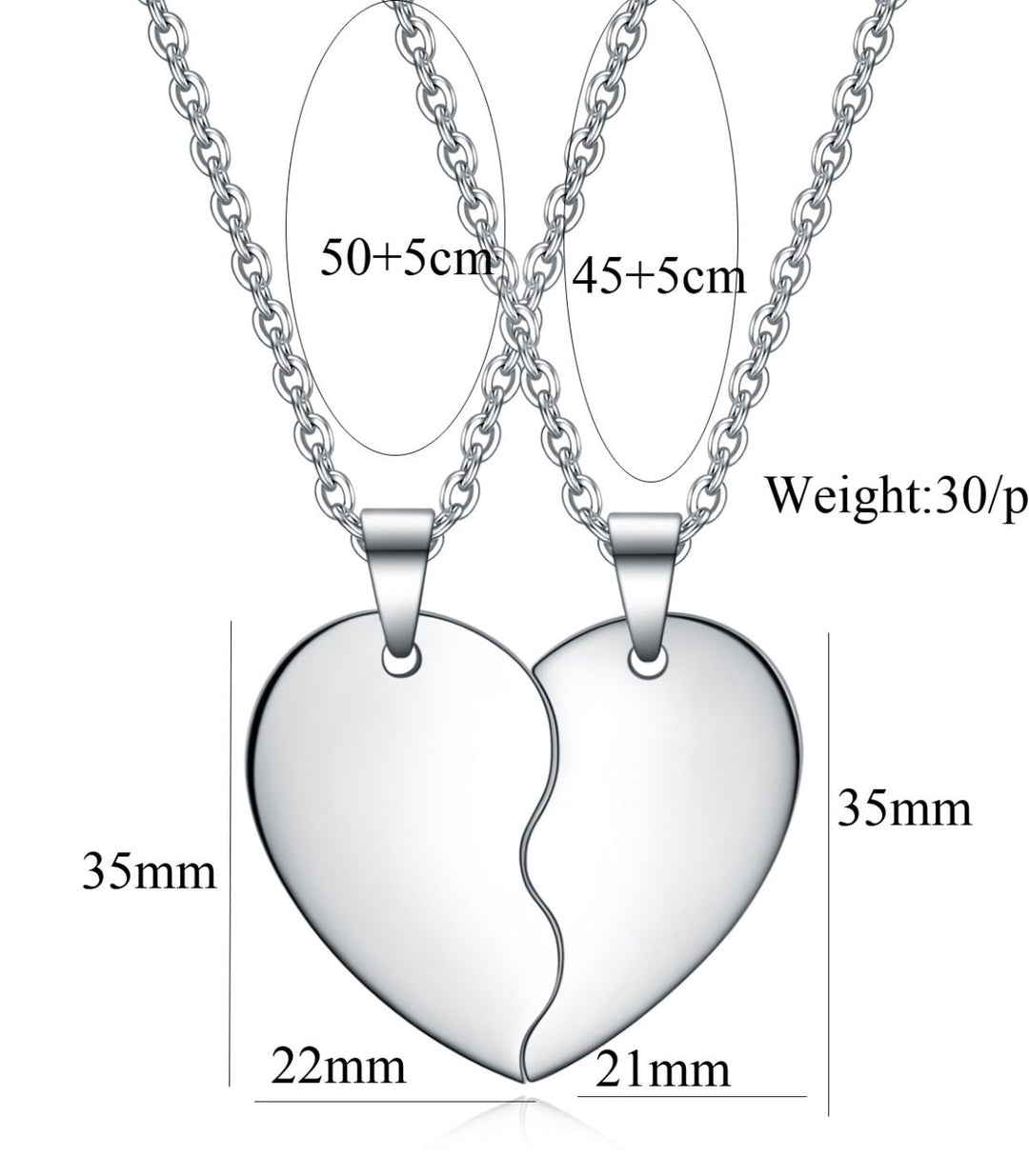 Collar doble corazón partido