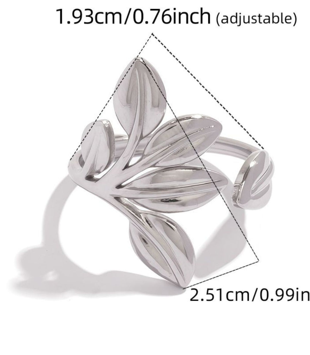 Anillo hojas plata
