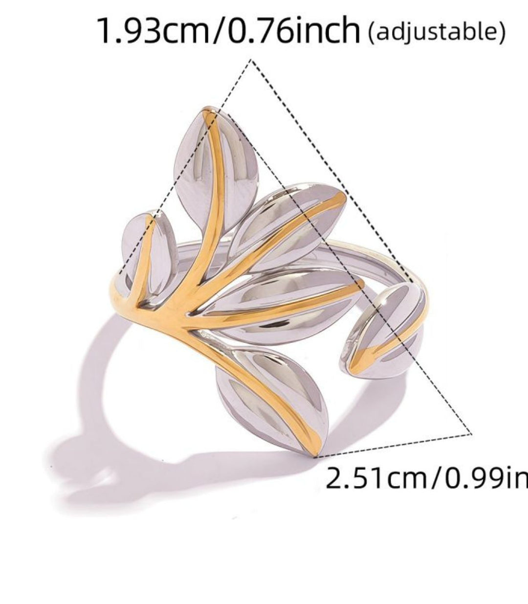 Anillo hojas bicolor