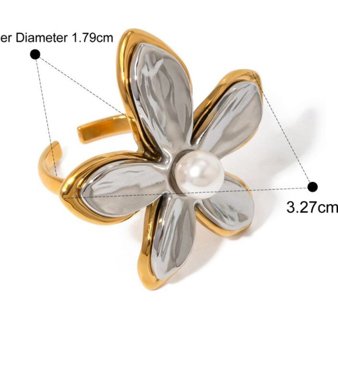 Anillo flor bicolor
