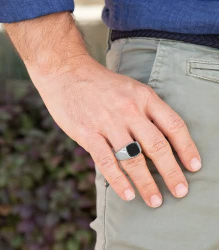 Anillo plata y negro 5