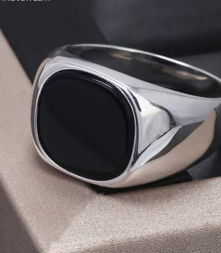 Anillo plata y negro 5