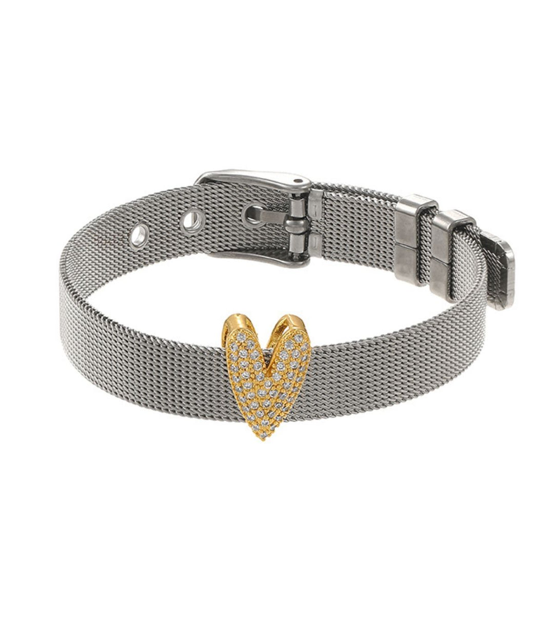 Brazalete bicolor zircon heart