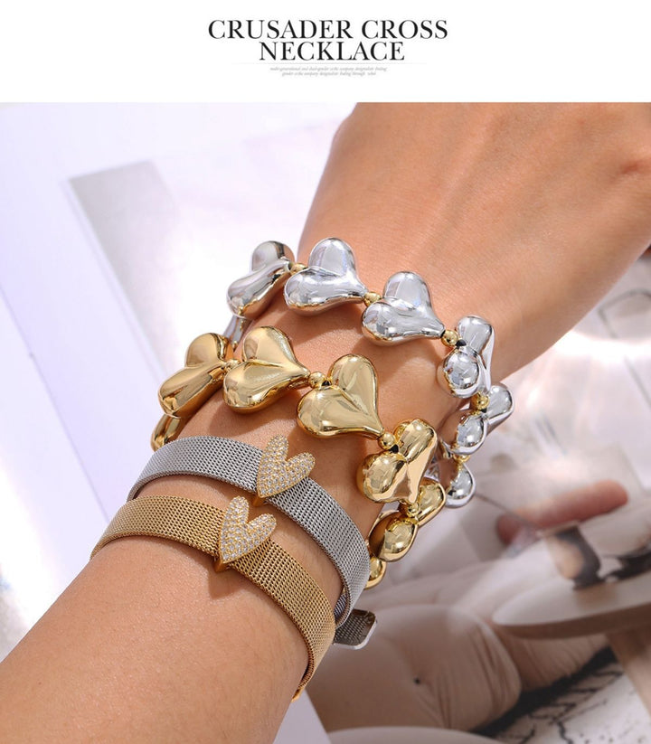 Brazalete bicolor zircon heart