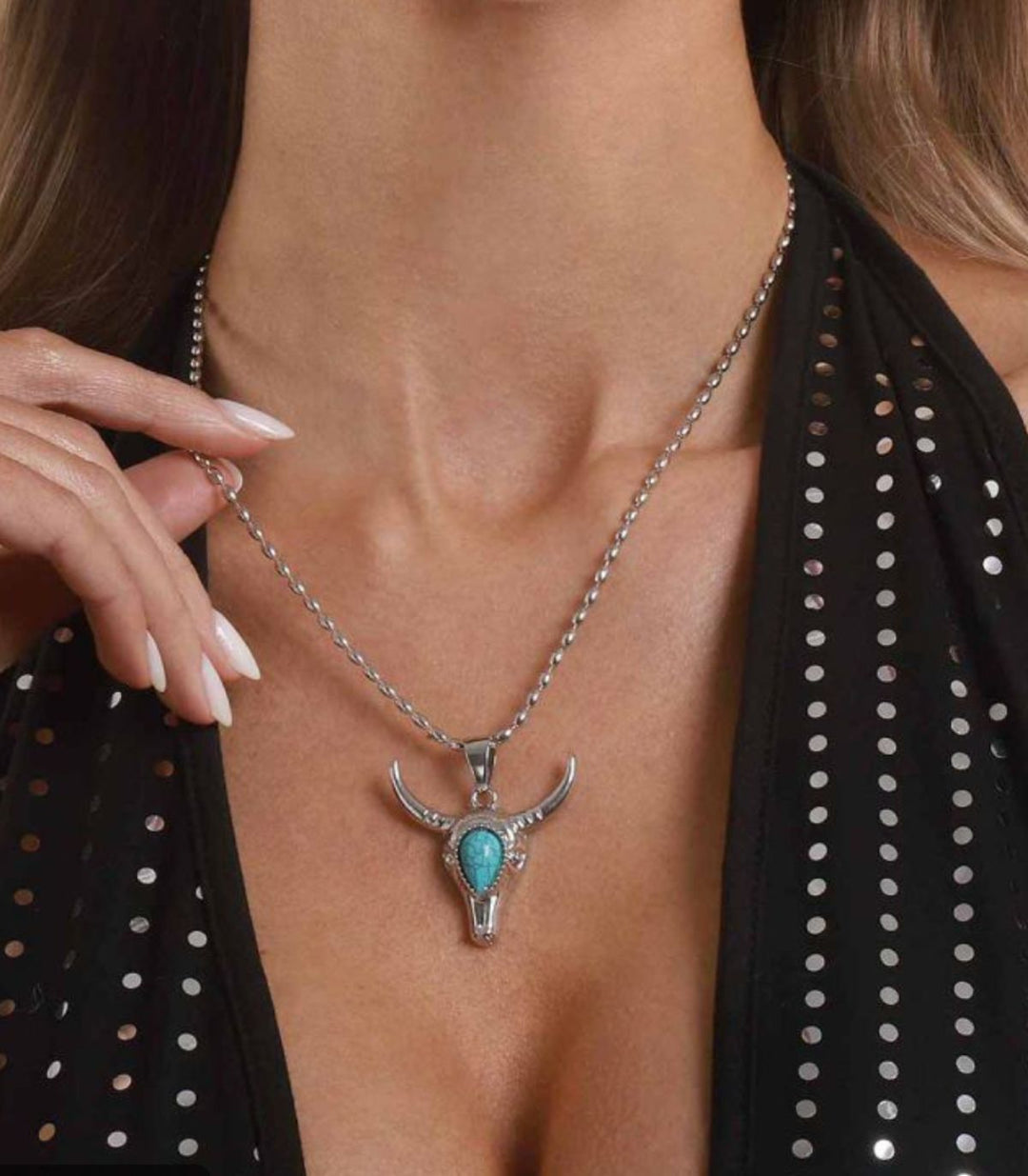 Collar turquoise bull head