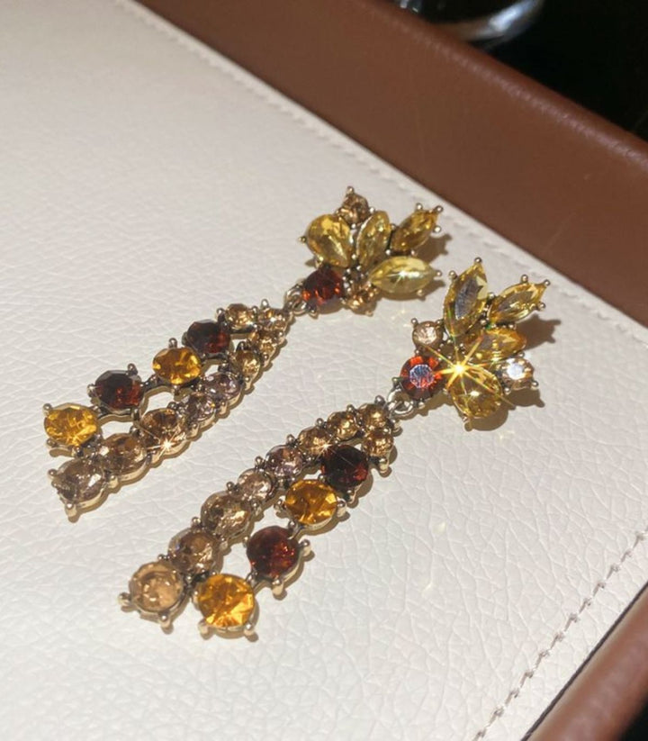 Aretes gold brown diamond tassel