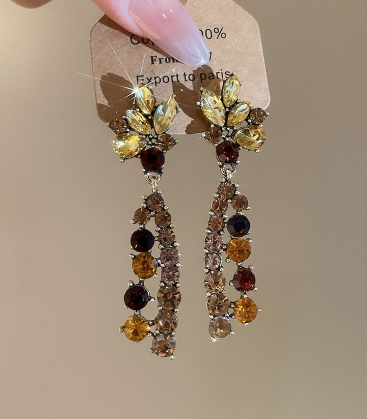 Aretes gold brown diamond tassel