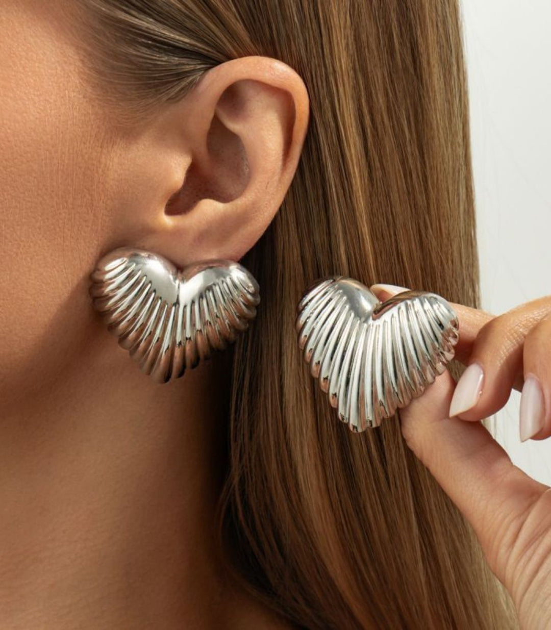 Aretes corazón plata