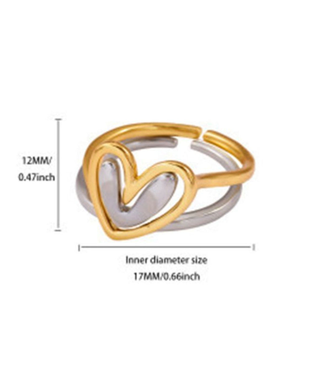 Anillo doble corazón bicolor