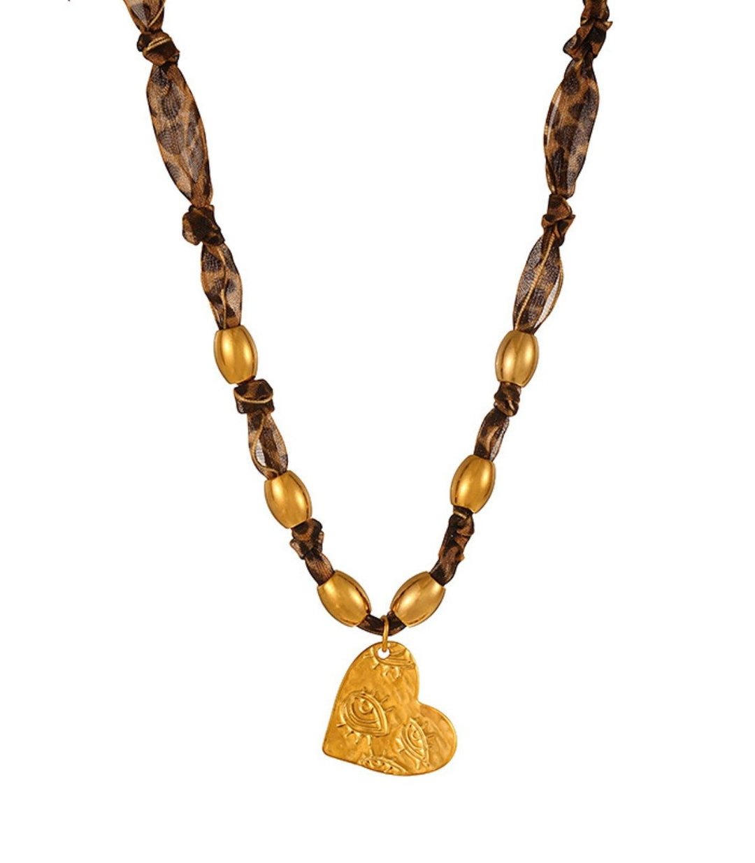 Collar heart eye leopard print