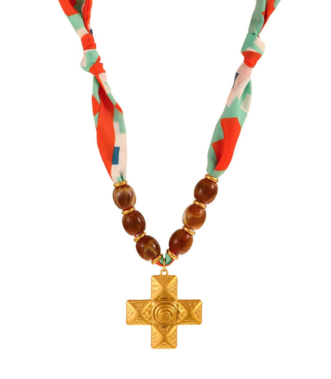 Collar printed cross acrylic beaded
