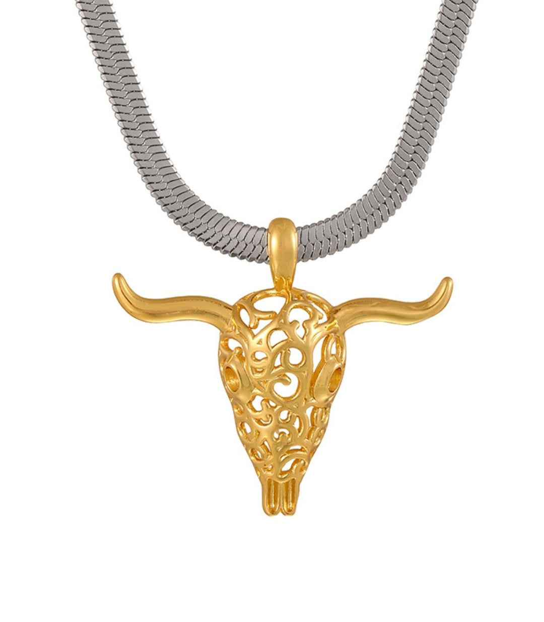 Collar g bull's head snake bone