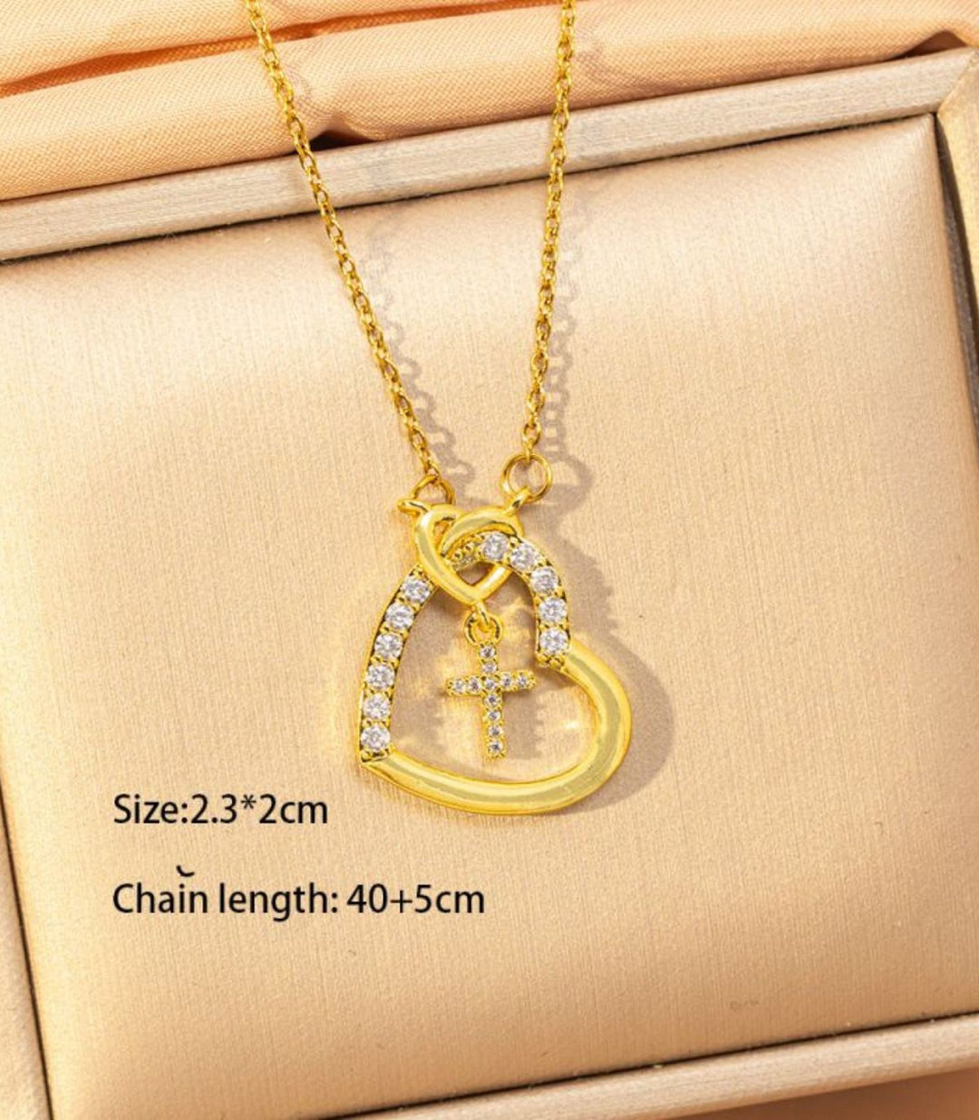 Collar gold diamond heart cross