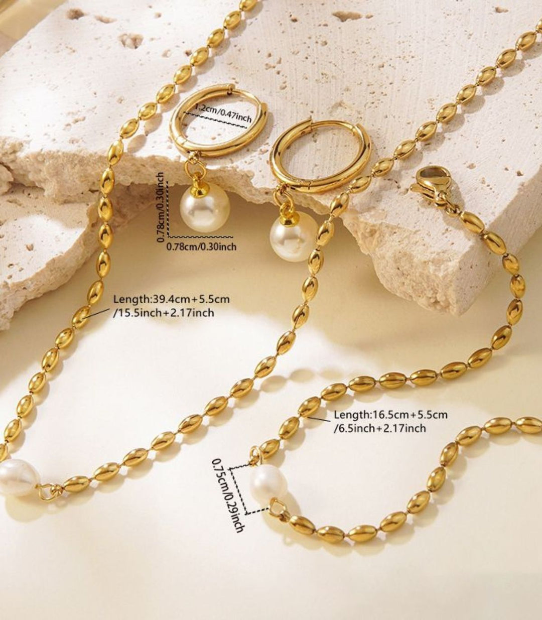 Set collar aretes y brazalete perlas