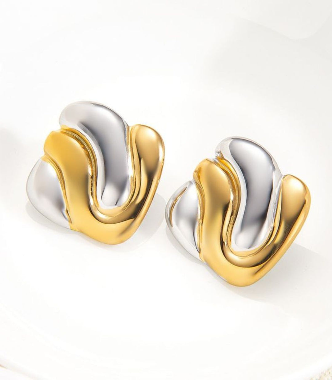 Aretes cuadro bicolor